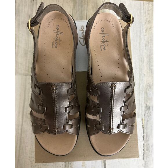 Clarks womens 8.5 LexiMarigold bronze slingback slip on sandal leather open toe - Picture 3 of 8